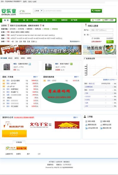安乐业房产网站系统V1.7(商业版绿色风格)