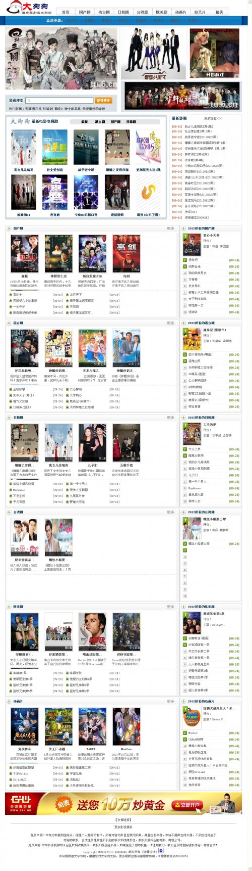 大狗狗影视网站源码 2012电视剧网站源码(9月最新采集规则)