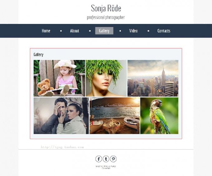 html5模板 css3蓝色个性大图个人相册模板网站图片模板