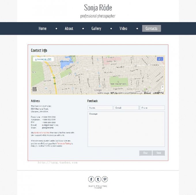 html5模板 css3蓝色个性大图个人相册模板网站图片模板