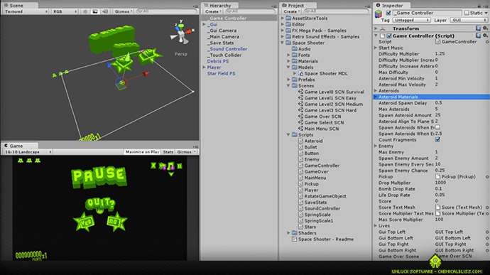 unity3d游戏源码 太空射击游戏 Space Shooter Starter Kit 1.12