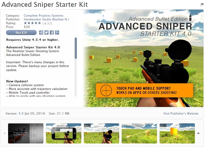 unity3d游戏源码 高级狙击手射击源码 Advance Sniper Starter Ki