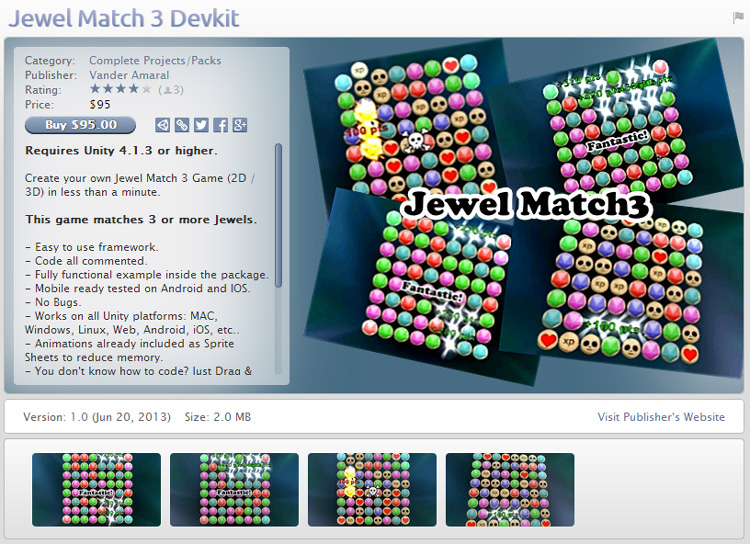 unity3dϷ Jewel Match 3 Devkit ʯƥ Ϸ