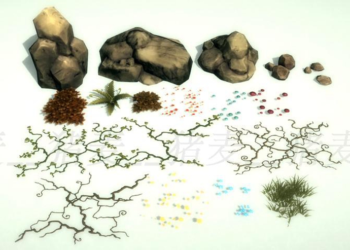 unity3d游戏素材 梦幻场景模型制作资源素材包Top-Down Assets