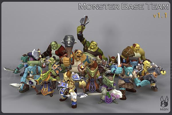 unity3d游戏人物模型 精灵族怪物带动作 Monster BaseTeam v1.2