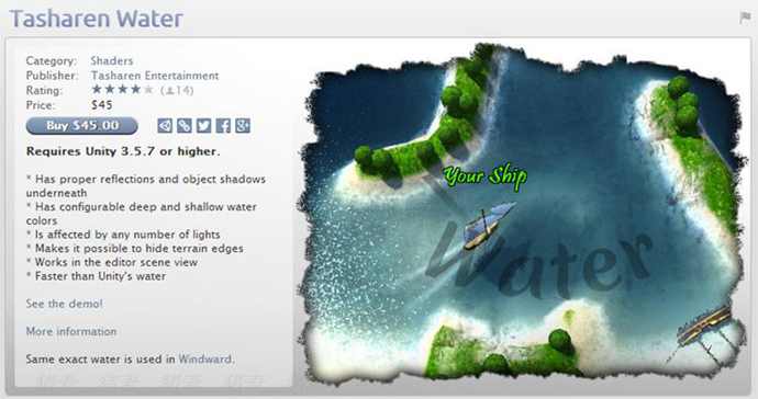 Unity3d游戏特效插件 Tasharen Water 水效果 插件 v1.10