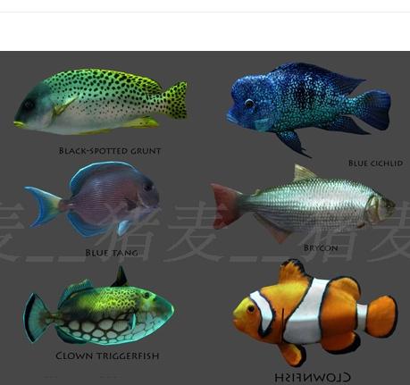Unity 3D模型 人物角色水下动物资源包淡水鱼、海底鱼超100种