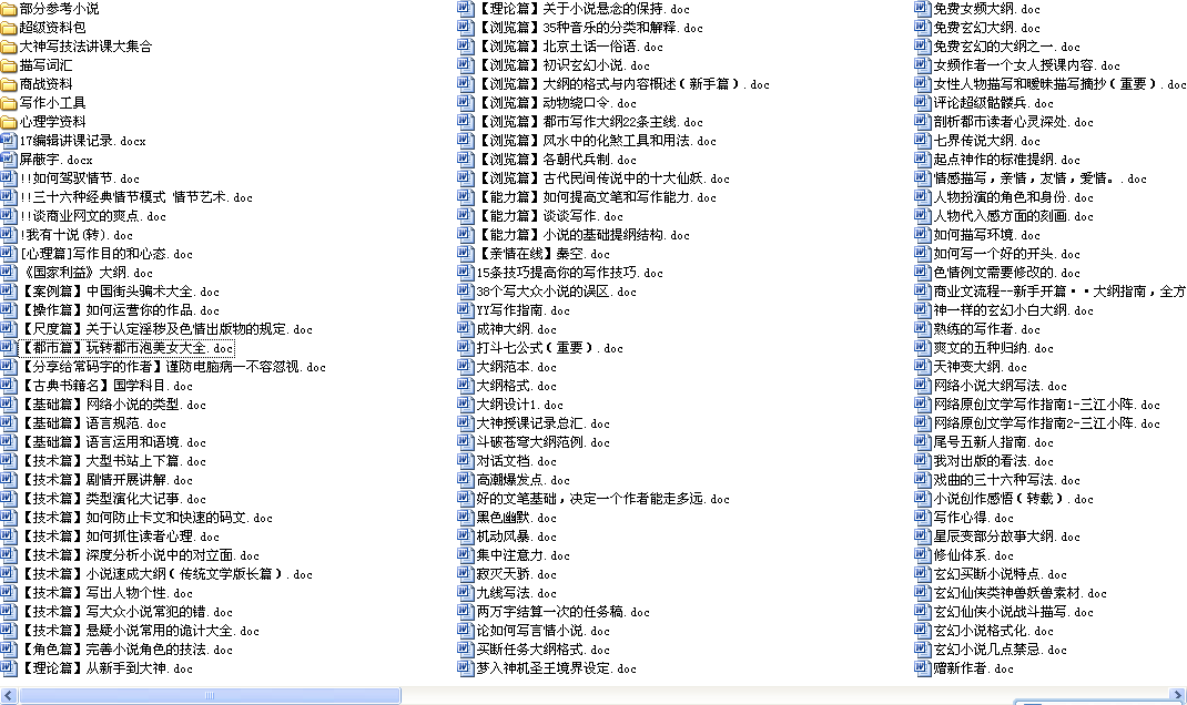 网络都市小说写作教程/写作资料 都市小说写作资料素材大全
