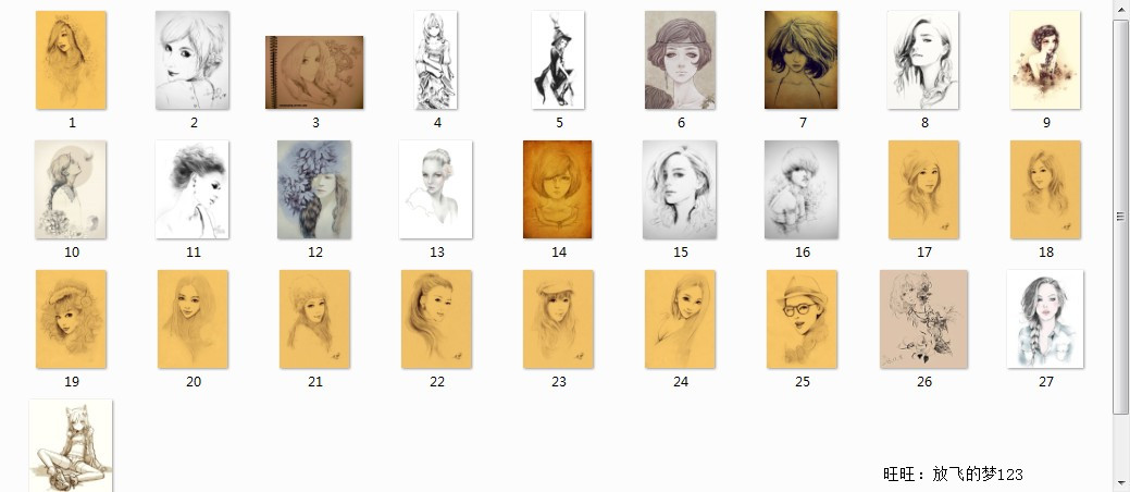 绘画临摹素材 人物线稿手稿素描线条稿插画图集 彩色漫画效果图