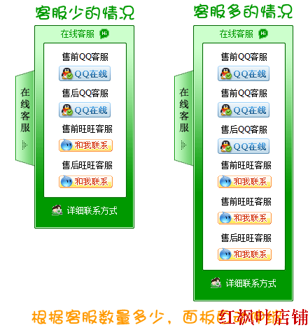 网站在线客服代码|QQ旺旺悬浮代码|漂浮移动浮动源代码|绿色右侧