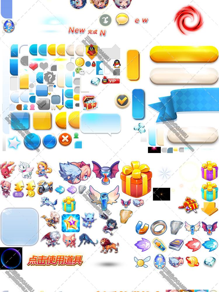 Q版跑酷游戏全套 天天酷跑素材 手游美术素材/ICON图标UI界面