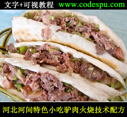 河北河间特色小吃 驴肉火烧全套技术配方 制作方法做法视频教程