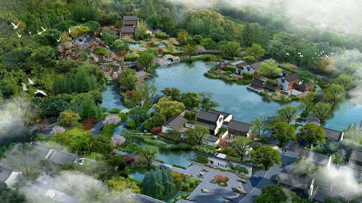 最新水晶石后期素材PSD分层园林景观后期配景建筑效果图