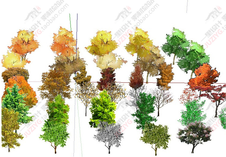 草图大师SU园林景观人植物手绘平面sketchup组件/模型库2D/3D素材