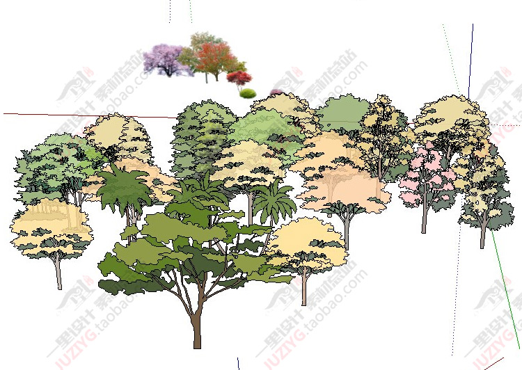 草图大师SU园林景观人植物手绘平面sketchup组件/模型库2D/3D素材