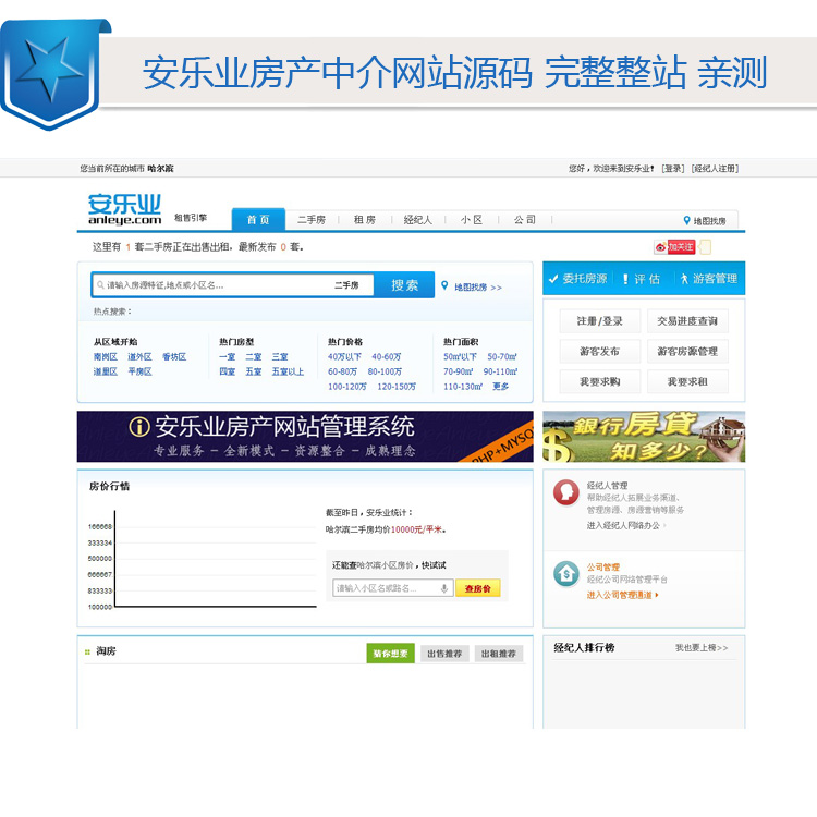 最新安乐业房产信息网站源码V5.1升级版二手房中介php源码伪静态