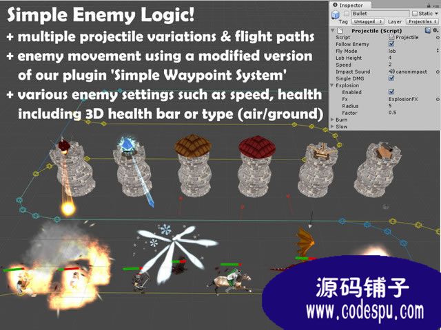 unity3D塔防游戏源码3D Tower Defense Kit 1.7