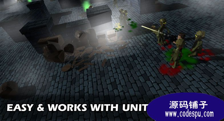 unity 45度视角射击丧尸游戏源码(带AI智能)