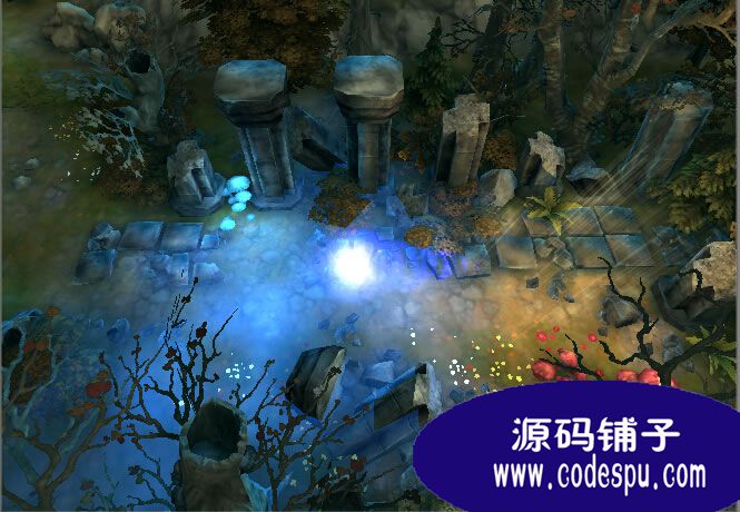 unity3d暗黑风格场景源码 控制魔球可漫游,c#脚本