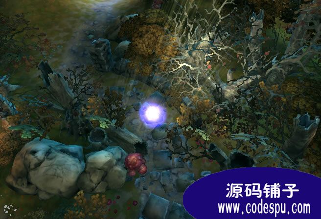 unity3d暗黑风格场景源码 控制魔球可漫游,c#脚本