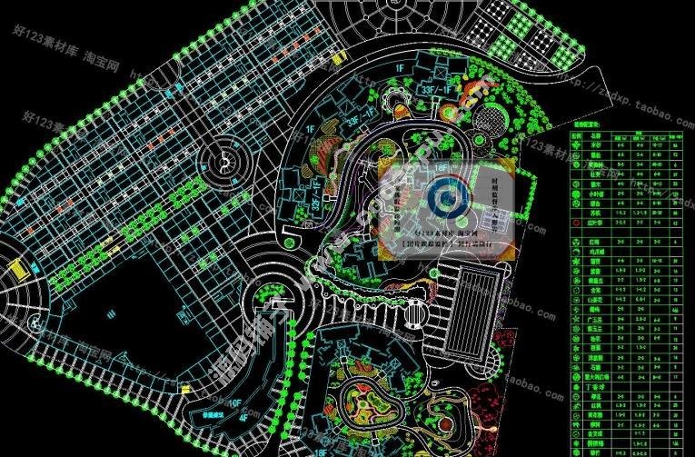 2016公园广场城市道路景观植物绿化规划CAD平面图园林cad设计素材