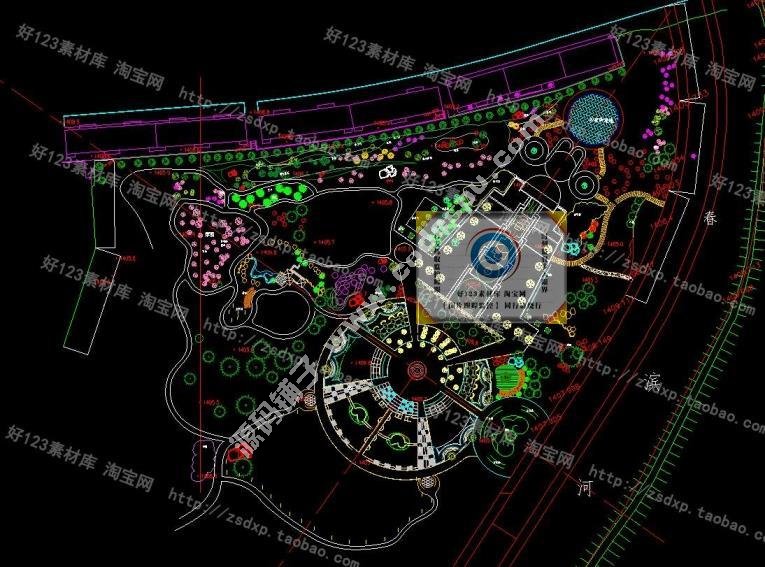 2016公园广场城市道路景观植物绿化规划CAD平面图园林cad设计素材