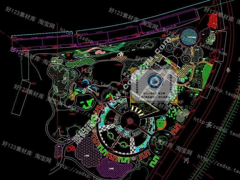 2016公园广场城市道路景观植物绿化规划CAD平面图园林cad设计素材