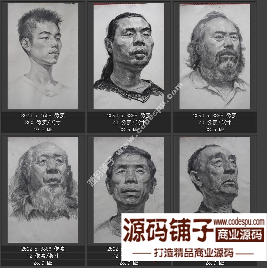 素描头像临摹画室收集经典 朱传奇素描作品高清大图片57幅