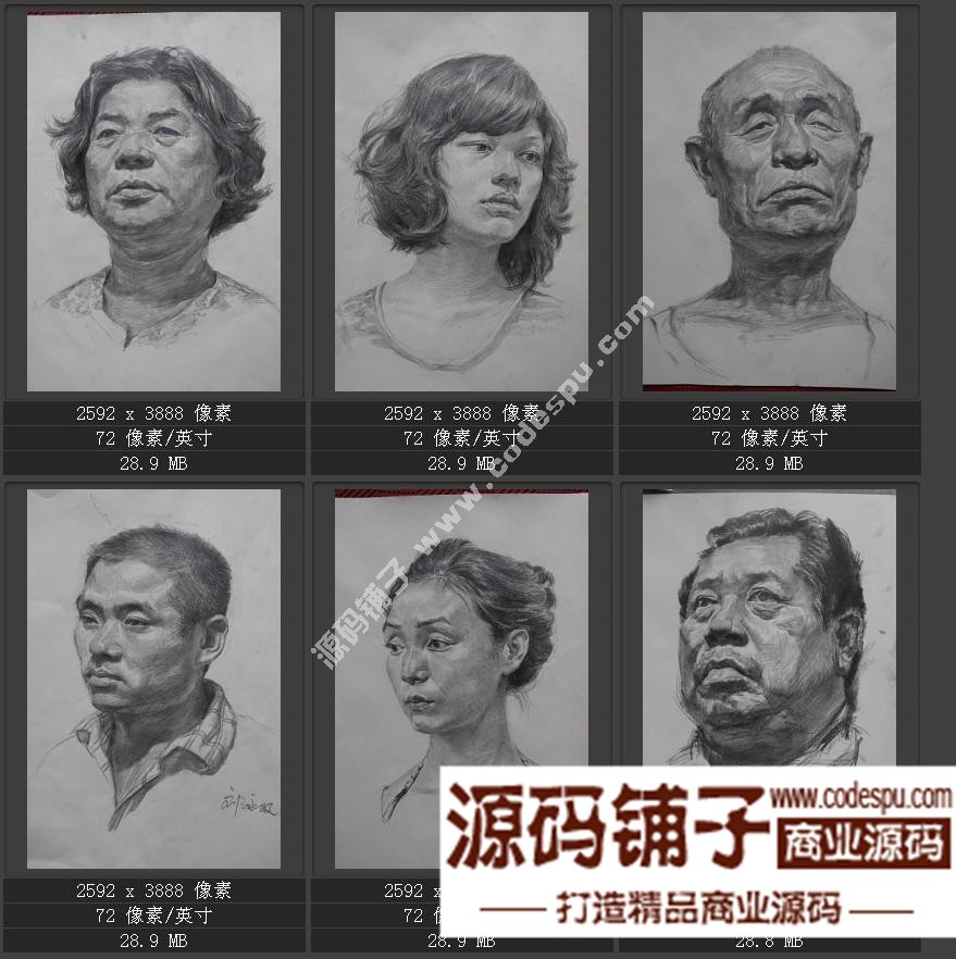 素描头像临摹画室收集经典 朱传奇素描作品高清大图片57幅