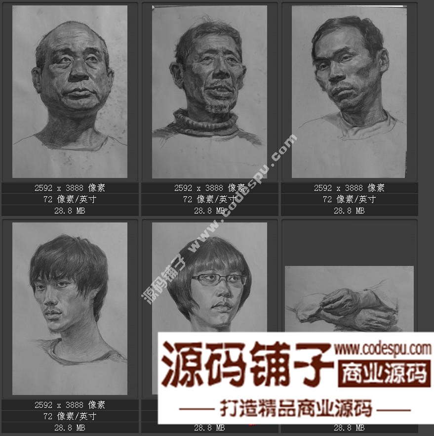 素描头像临摹画室收集经典 朱传奇素描作品高清大图片57幅
