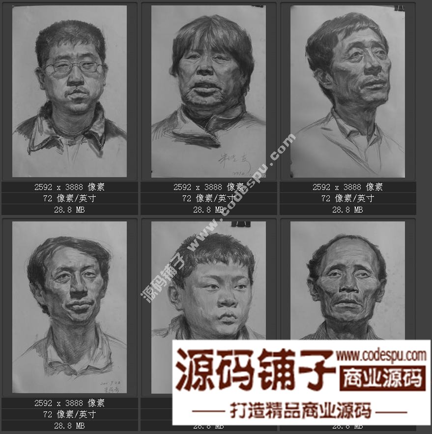 素描头像临摹画室收集经典 朱传奇素描作品高清大图片57幅