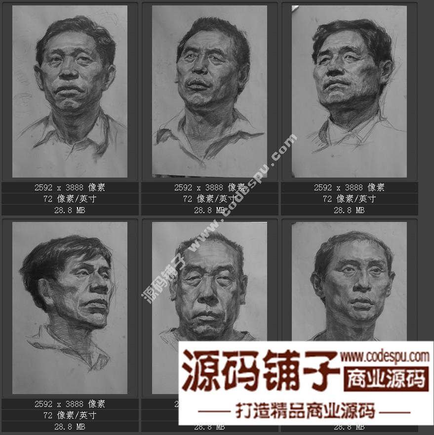 素描头像临摹画室收集经典 朱传奇素描作品高清大图片57幅