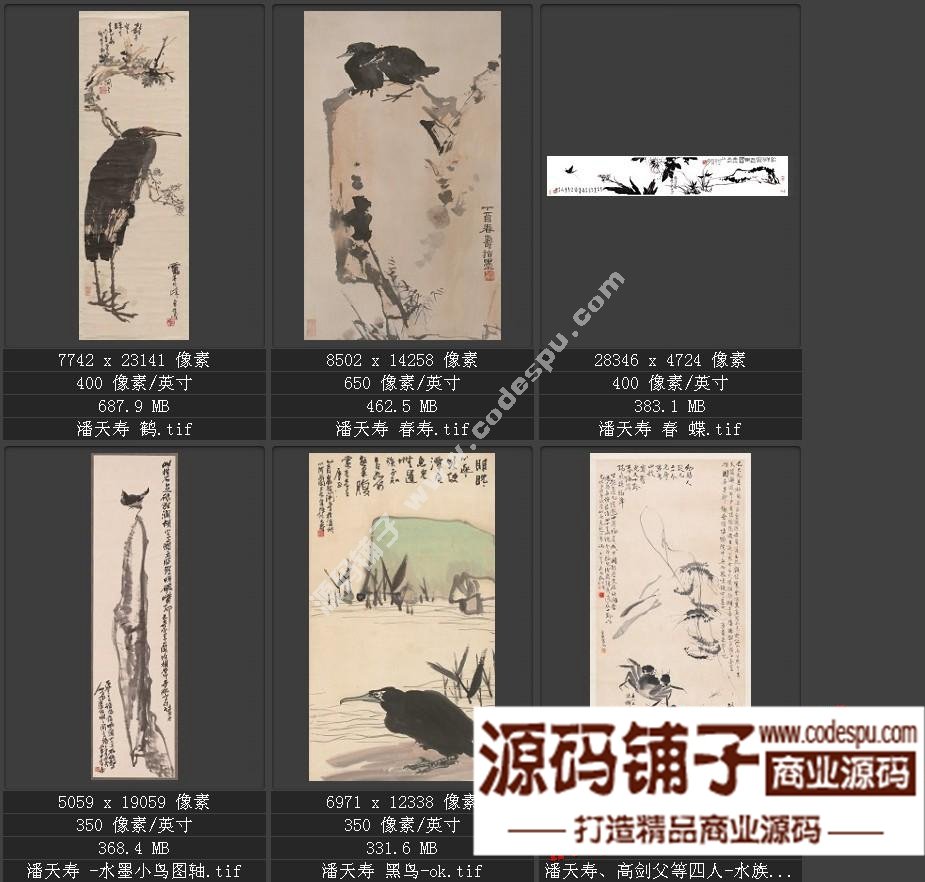 高清国画 潘天寿作品选 素材 图片 名画 水墨设计素材8幅