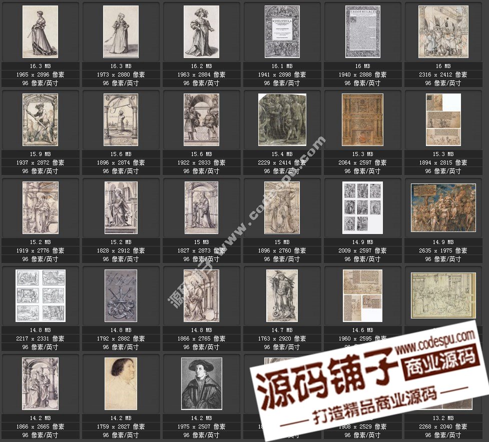 素描类系列图库 Hans Holbein荷尔拜因素描197幅1.91GB