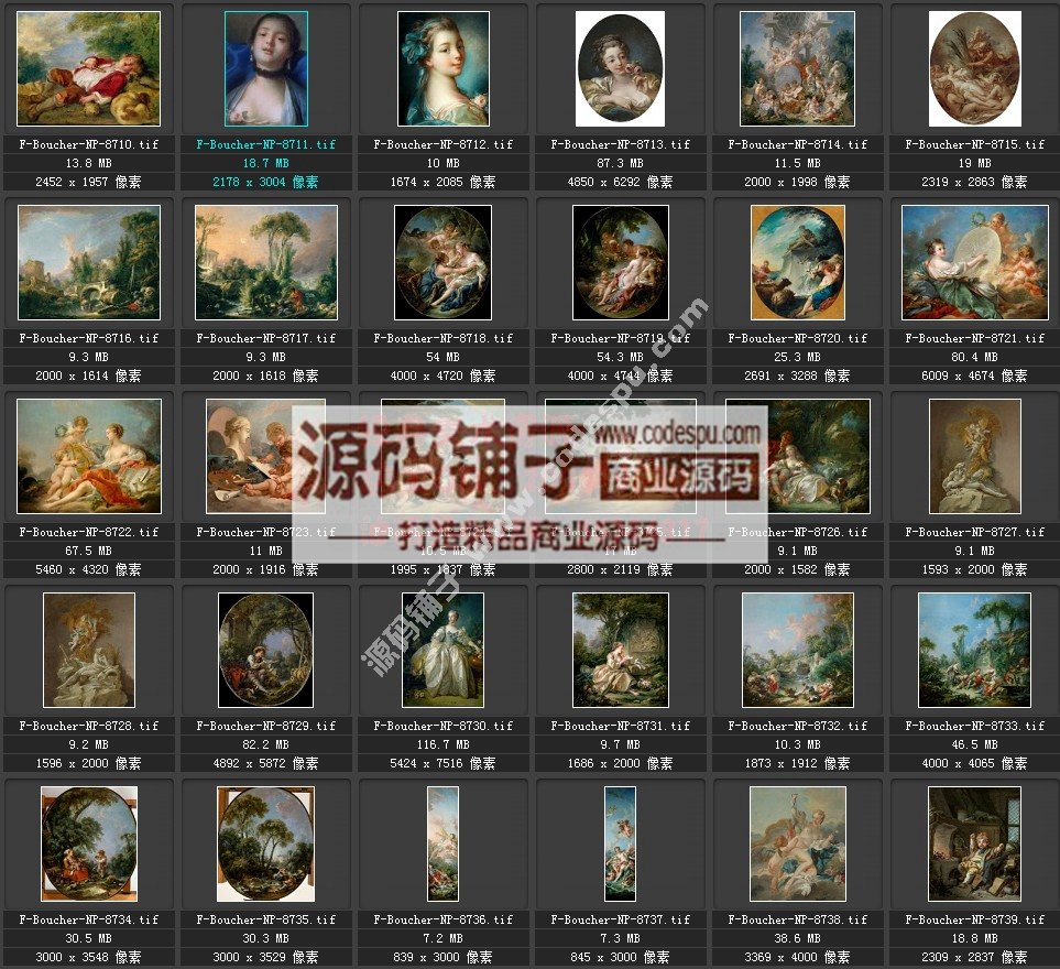 洛可可画派★弗朗索瓦.布歇 Boucher 绘画作品高清图片140幅