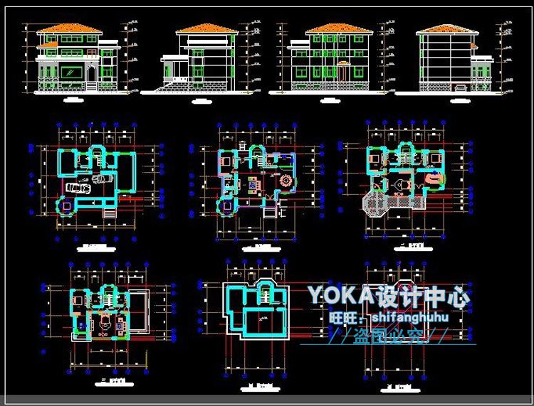 全套新农村自建房CAD图纸_别墅施工图_效果图