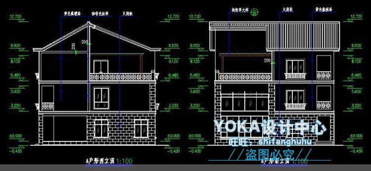 全套新农村自建房CAD图纸_别墅施工图_效果图