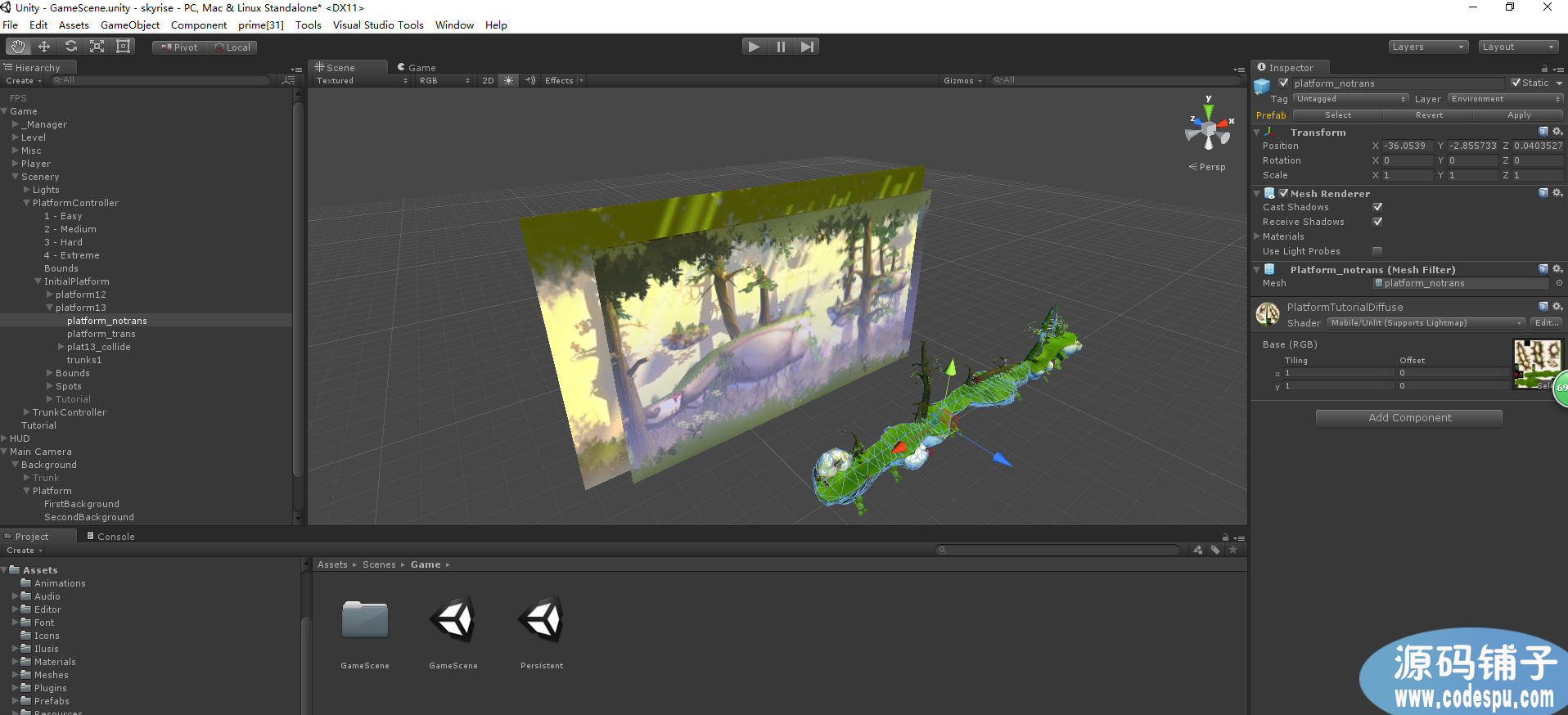 unity精品跑酷游戏《天空跑酷》源码