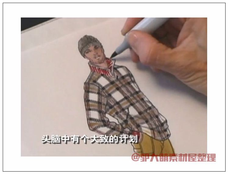 时装画绘画技法_模特服装马克笔效果图视频教程1.44G素材