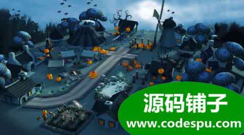 Unity恐怖卡通农场万圣节场景 适用于移动设备