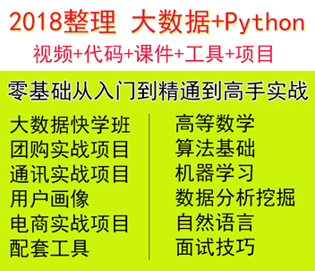 2018Ƽhadoop/hbase/sparkpythonƵ̳Ŀʵս0