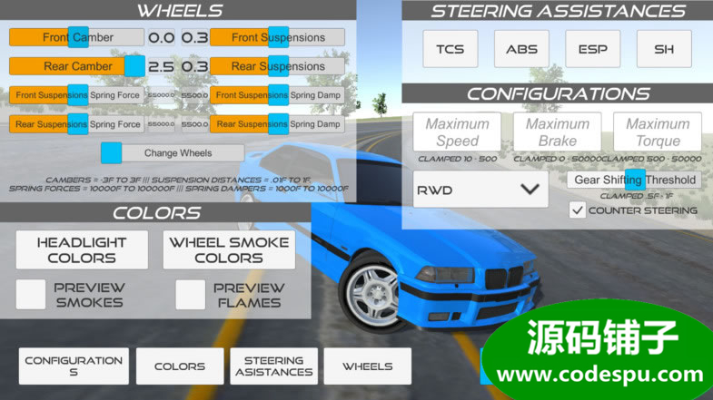 unity汽车控制系统源码 Realistic Car Controller 3.0f