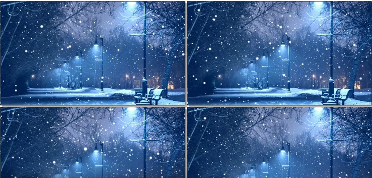 伤感下雪街景路灯唯美夜景 晚会演艺舞台LED大屏幕背景 视频素材