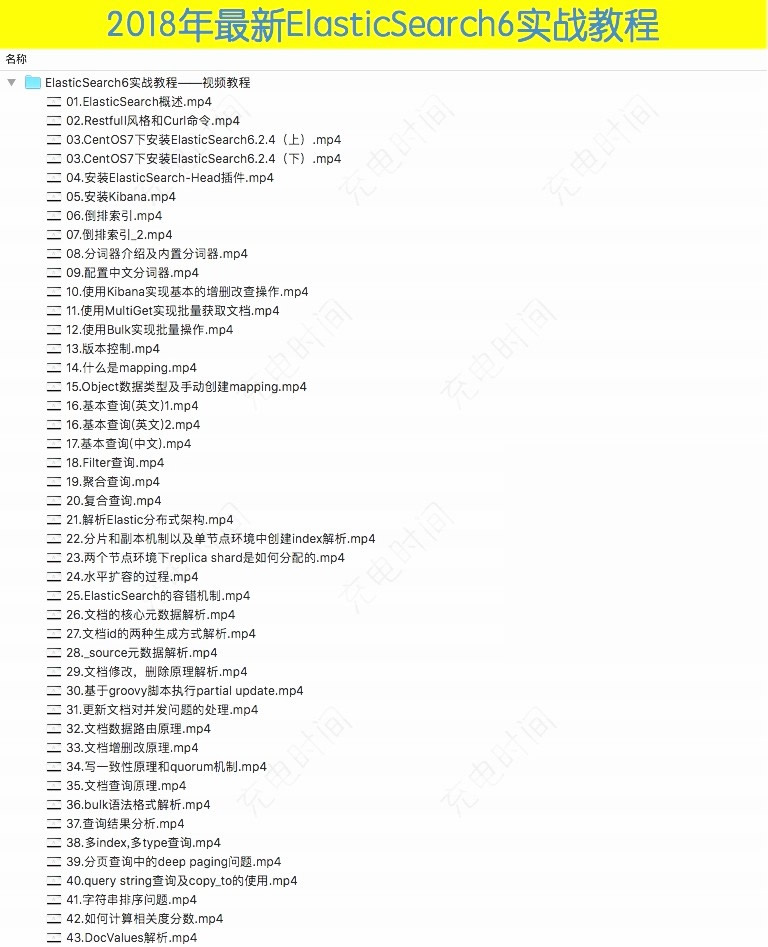 ELK6 ElasticSearch6.2入门到实战教程 Logstash Kibana视频教程