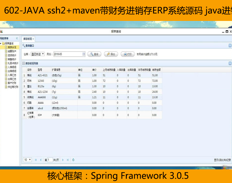 602-JAVA ssh2+maven带财务进销存ERP系统源码 java进销存源代码