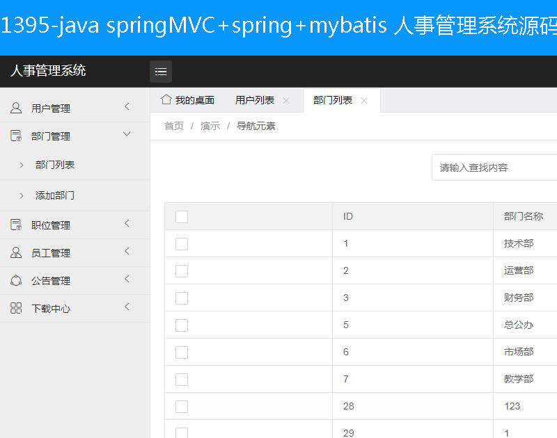 1395-java springMVC+spring+mybatis 人事管理系统源码 源代码
