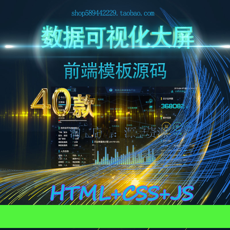 2020-40款数据可视化源码大屏ui界面展示echarts大数据屏前端模板html