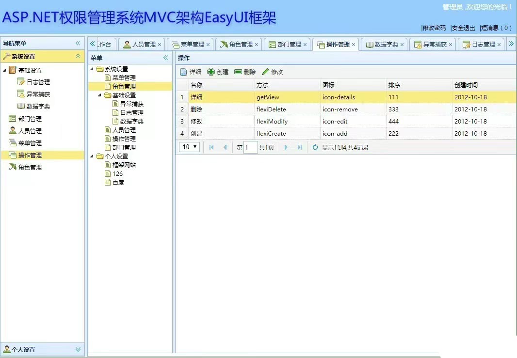 6712-ASP.NET MVC + EasyUI Ȩ޹ϵͳԴ ̨ԴC# Դ